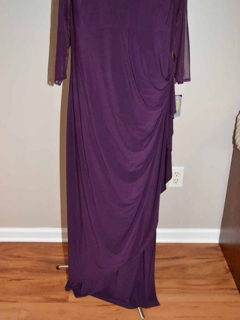 Alex Evenings New Eggplant Formal Illusion Embellished Neck Ruched Gown, 22w — image 5 of 8